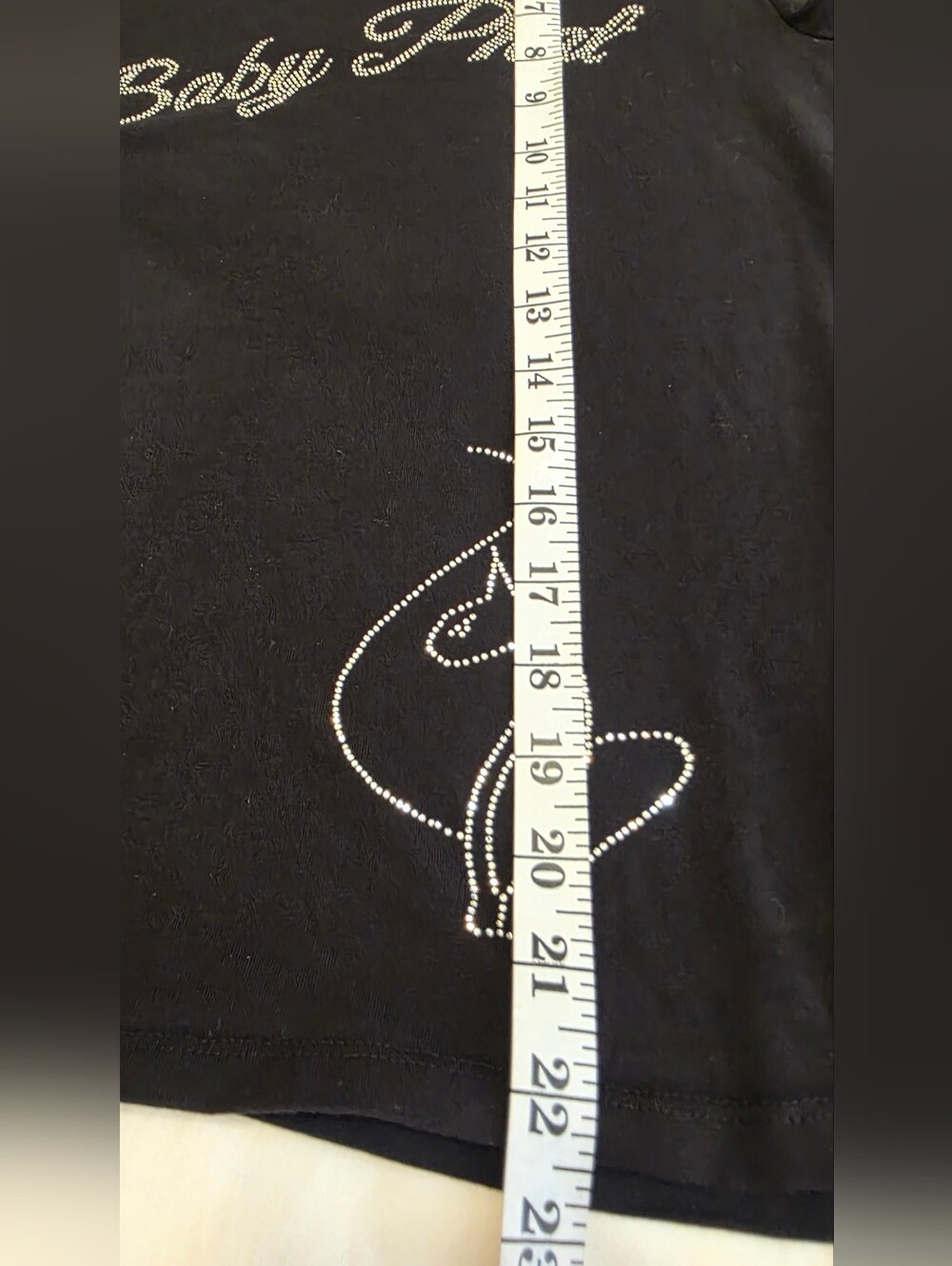 Baby Phat Rhinestone Logo Cat Graphic T-Shirt Black Red Trim Women's XL Y2K - Picture 7 of 9